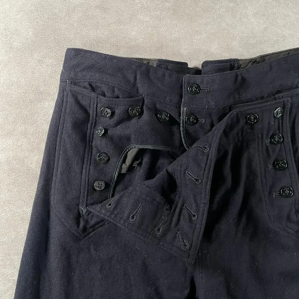 1963 US Navy Vietnam Era Wool Sailor Bell Bottom Pants W29 Wide Leg Navy Mens